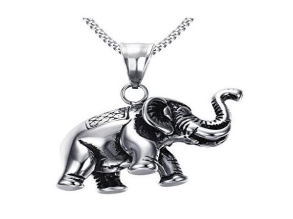 

stainless steel good luck animal vintage elephant pendant necklace chain4772420, Silver
