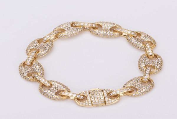 

2kqum solid men039s hip hop chaopai pig inlaid with cuba chainbracelet cuban chain zircon bracelet nose cuba chain fashion acce5471357, Golden;silver