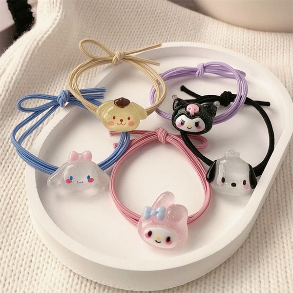 

cartoon kuromi hair rope hair accessories for girls cute animal hairpin headdress baby hair pins birthday gifts 2156, Slivery;white