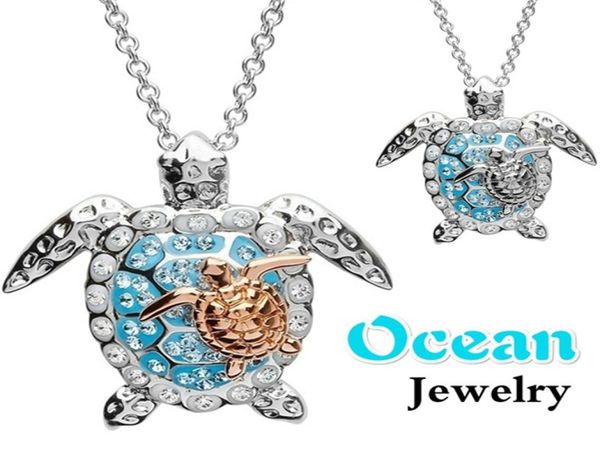 

ocean turtle necklaces for women iced out pendant choker necklace girls luxury fashion design bling rhinestone animal collar jewel5055971, Silver