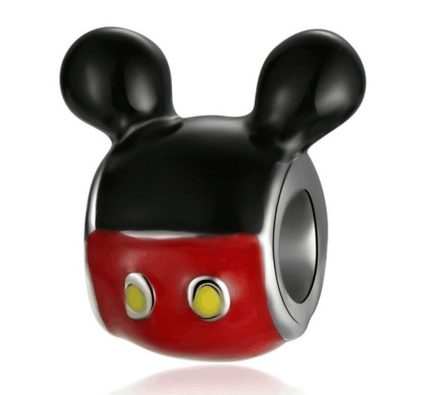 

whole 30pcs fashion enamel micky design alloy metal big hole beads fit european charm bracelet diy jewelry reb737601699, Black