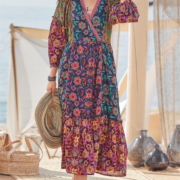 

basic casual dresses cotton linen dres elegant romantic boho slant neck floral panel dress lady fashion long sleeve 230626, Black;gray