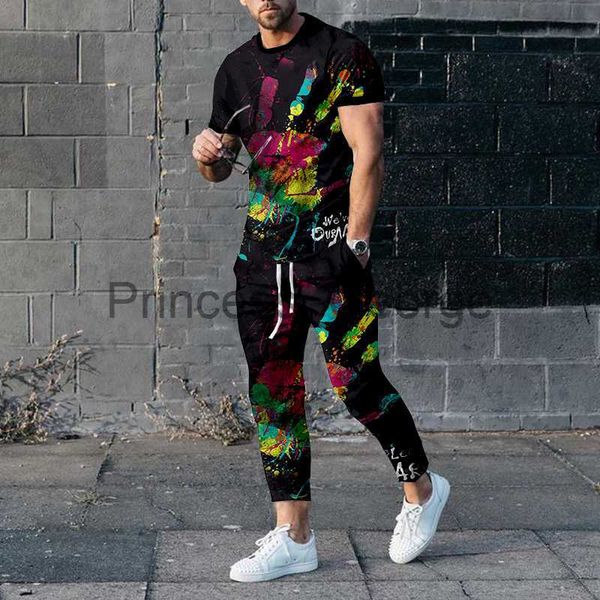 

men's tracksuits new arrival bob marley tracksuit set short sleeves t shirttrousers outfits print breathable casual suits mens summer c, Gray