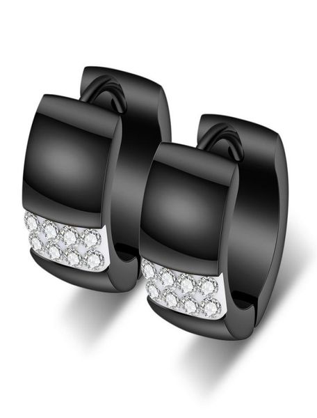 

luxury brief gold plated titanium steel circle earrings fashion men women glaring zircon earrings jewelry high grade hoop huggie e2754496, Golden;silver