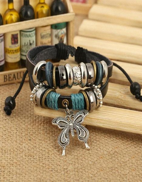 

whole infinity butterfly friendship leather charm bracelet silver party xmas gift for women female 2016 new cp6y1029131, White