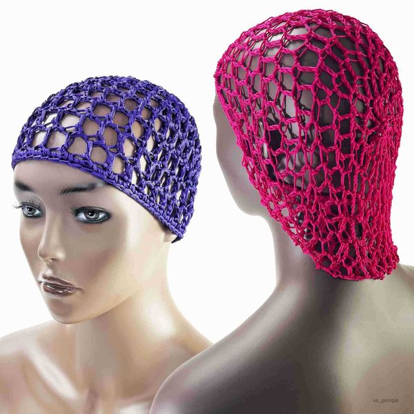 

caps small large thick hair net hand knitting mesh cap r230627, Blue;gray