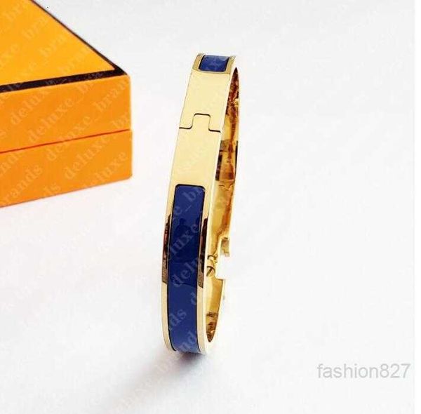 

lassic h bracelet designer 8mm gold bangle luxury brand enamel bracelet for men women birthday mother' day jewelry holiday gifts, Black