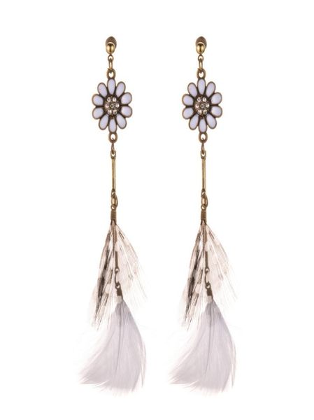 

supply sun flower feather earrings female european and american retro long exotic wind earrings8829021, Silver