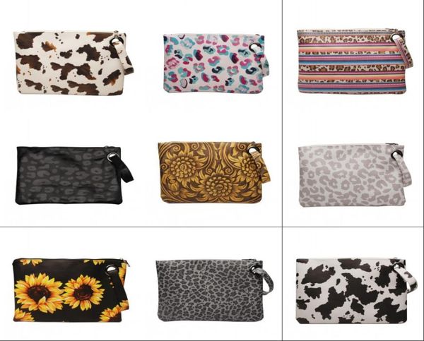 

pu cosmetic bag girls wristband makeup bags leopard cow pattern printed fashion wrist band dinner handbag lining purse 2333 y22602193, White