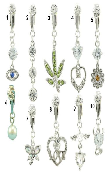 

jinglang fashion heart butterfly eye fake navel piercing ring belly button non earrings ear clip umbilical pierc9813716, Silver