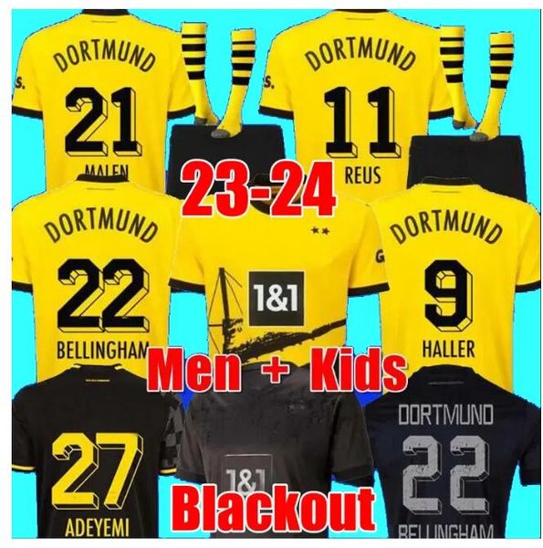 

23 24 westfalen dortmund borussia soccer jersey all-black special blackout 110th 2023 2024 home football shirt reus bellingham hummels reyna, Black;yellow