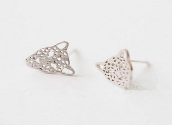

trendy leopard head stud earrings hollow out hammer point design gold silver rose three color optional suitable for men and women5578412, Golden;silver