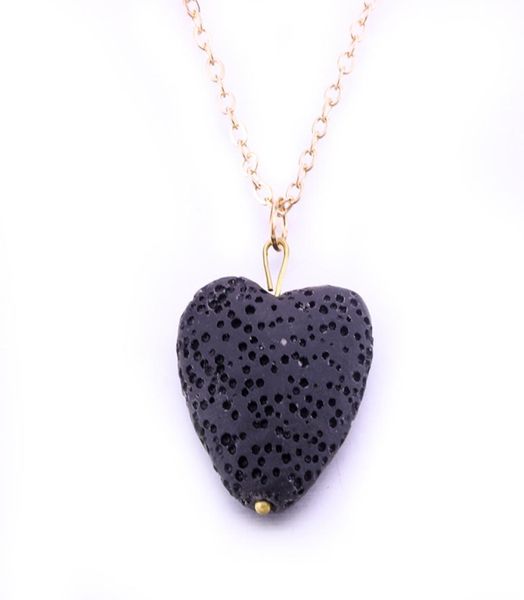 

fashion 10colors heart love lava stone necklace aromatherapy essential oil perfume diffuser pendant necklace for women jewelry6420531, Silver