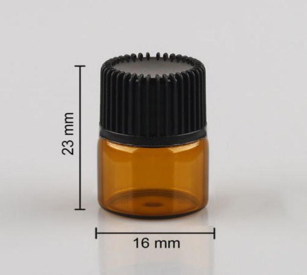 

1ml 14 dram amber glass mini empty essential oil bottle amber glass bottle 1ml refillable bottles with plug and caps6642669