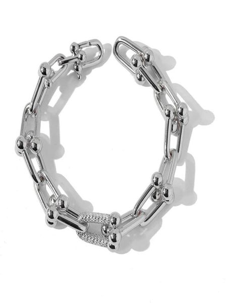 

japan korea popular 2021 new women bracelet stainless steel luxury jewelry punk zircon gift designer gift chain5809647, Black