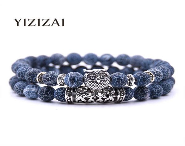 

love bracelet bangles yizizai owl jewelry stone s men women pulseira masculina feminina bileklik pulseras mujer bijoux armband set9497758, Black