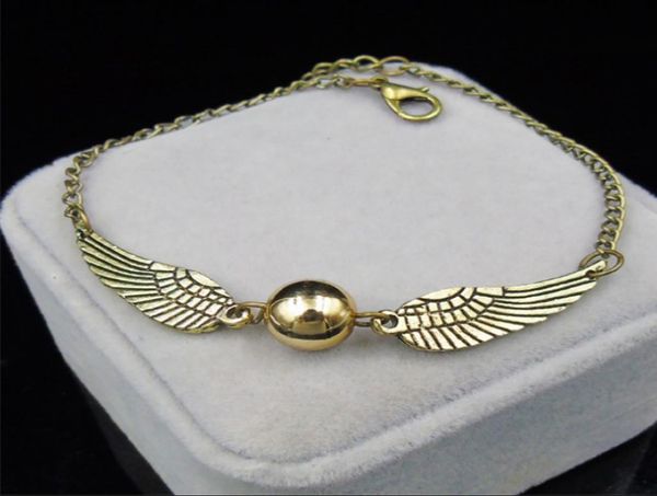 

quidditch golden snitch pocket bracelet harry charm bracelets wings potter vintage retro tone for men and women wholeps15238915268, Golden;silver
