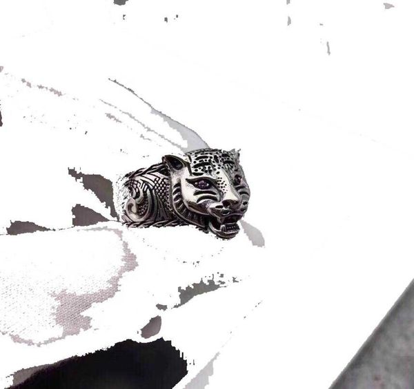 

925 sterling silver fashion amethyst sword tooth tiger head thai silver ring men039s domineering personality retro ring feline 2336121