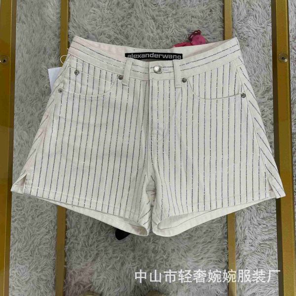 

correct 23s king aw new denim vertical stripe shorts drill high waist versatile wide leg casual pants, White;black