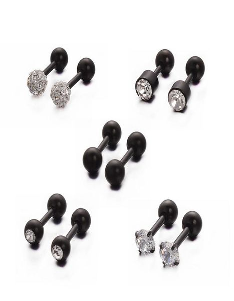 

yoursfs 5 pairs zircon screw stud earrings fashion jewelry stainless steel woman christmas gift8446456, Golden;silver
