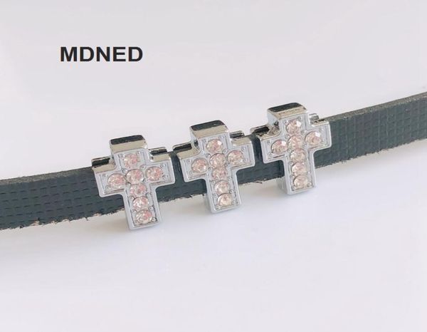 

20pcs diy accessory rhinestone 8mm inner dia 10mm15mm cross slide charm bead diy 8mm dog cat collar wristband7548063, Bronze;silver