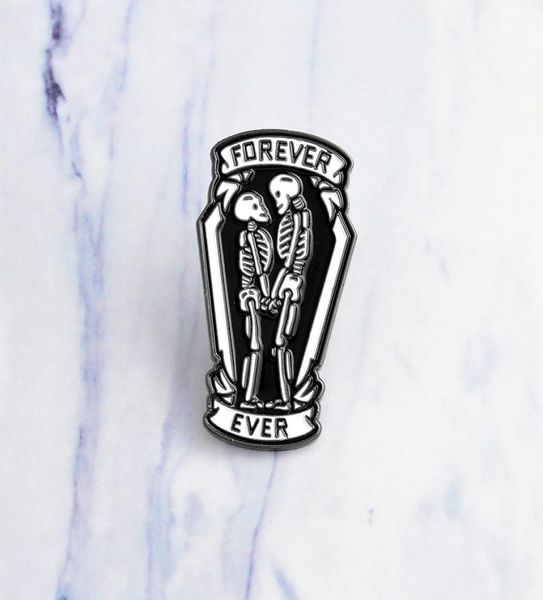 

miss zoe romantic forever and ever skleton coffin pins lapel pins denim jacket pin buckle shirt badge fashion gift for friend7753164, Gray