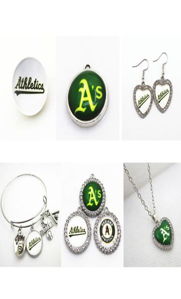 

us baseball team oakland charms athletic dangle charms sports diy bracelet necklace pendant earring jewelry hanging charms1201501, Bronze;silver