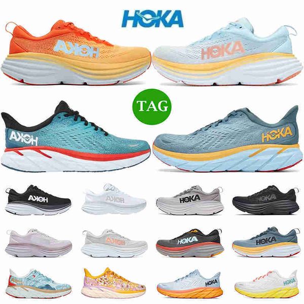 

men women hoka one bondi 8 running shoes hoka one clifton 8 triple black white grey blue yellow runners mens trainers outdoor sneakers