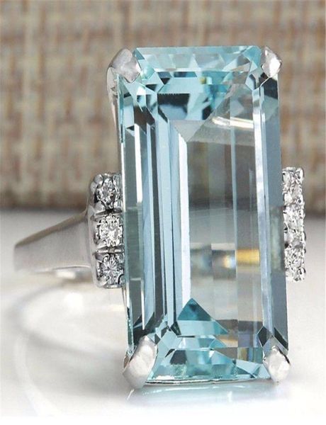 

fashion exaggeration square large rings inlay blue zircon jewelry women039s cocktail party unusual accessories gifts9140247, Slivery;golden