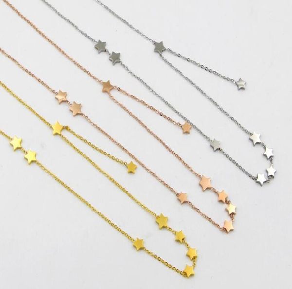 

korean version of the nine stars mosaic short necklace women fashion fivepointed star titanium accessories collar clavicle5525759, Silver