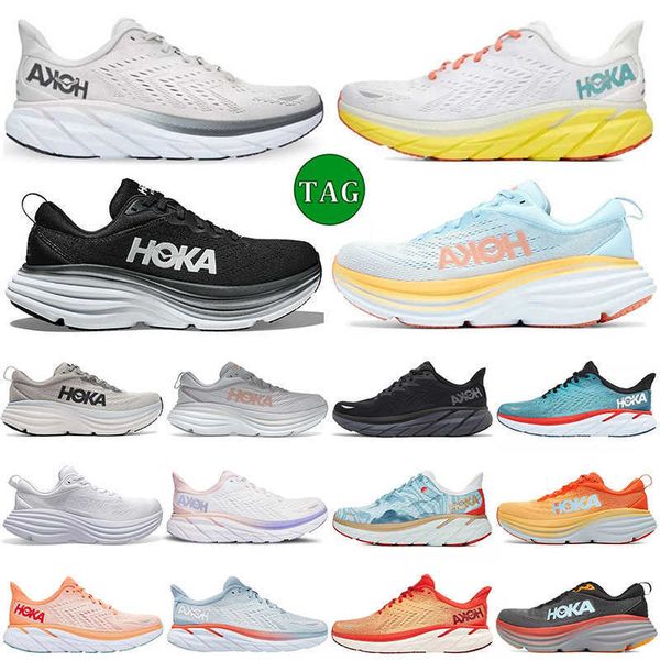 

hoka bondi 8 running shoes for men women hokas black white summer song shark grey goblin blue harbor mist real teal mens women trainers outd