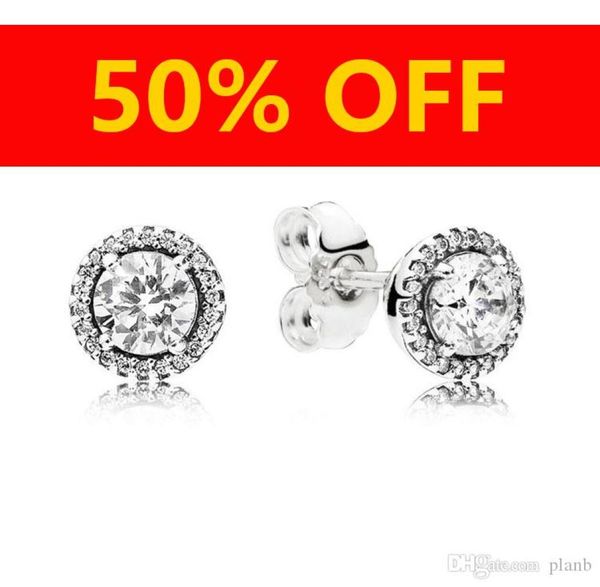 

women039s luxury fashion jewelry designer earrings original box for pandora 925 sterling silver crystal diamond womens stud ear8145844, Golden;silver