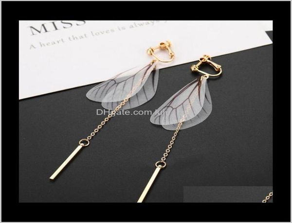 

clipon screw back europe fashion jewelry womens vintage butterfly wing pattern dangle stud earrings s163 lvqpo4710781, Silver
