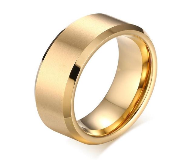 

mens rings 8mm wedding band black pure tungsten carbide engagement ring for men matte jewelry bague homme2782972, Slivery;golden