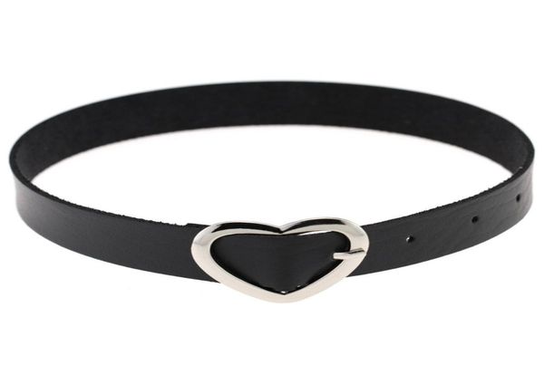 

gothic metal heart love choker necklace pin buckle adjustable leather pu women collar bracelet bangle cuff fashion jewelry4183877, Golden;silver