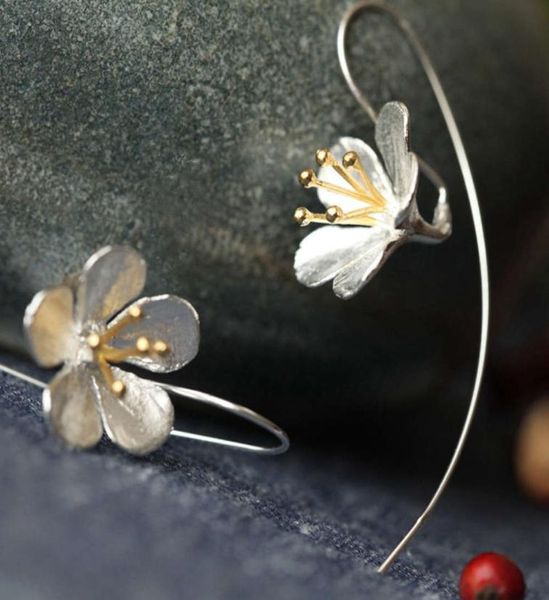 

dangle chandelier s925 sterling silver thai craft flower tassel long women039s jewelry earrings5355244