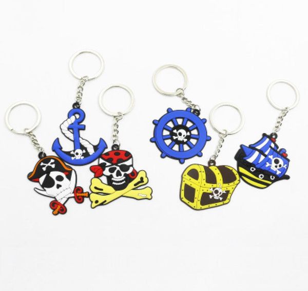 

pirate series keychain pvc soft gel key rings fashion jewelry halloween gift keychain whole ship9043867, Silver