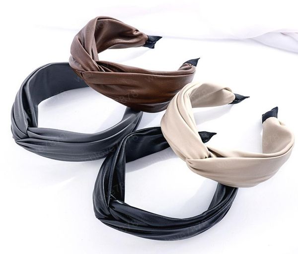 

leather pu cross knot hairband headband hair accessories019262737, Silver