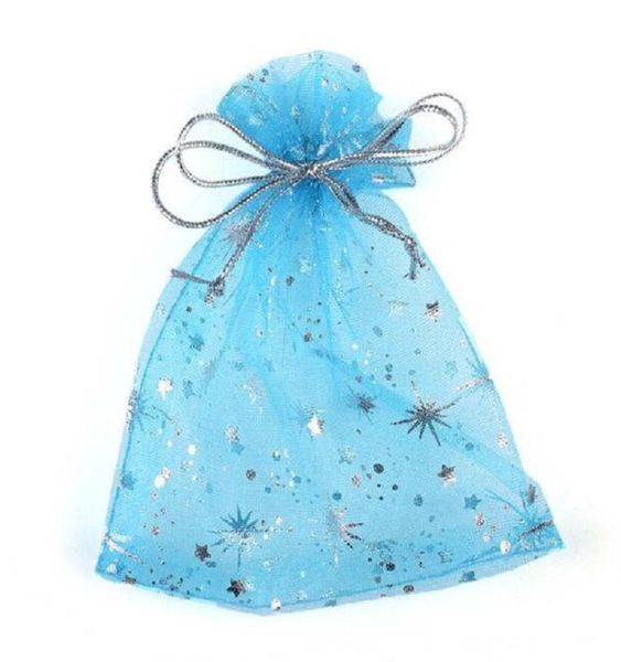 

100pcsbag fashion star organza bags 9x12cm nice jewelry packaging bags wedding christmas gift pouches bag8415145, Pink;blue