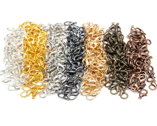 

100pcslot zinc alloy lobster claw clasps for diy jewelry necklaces bracelet making nickel ship 12x7mm1135922