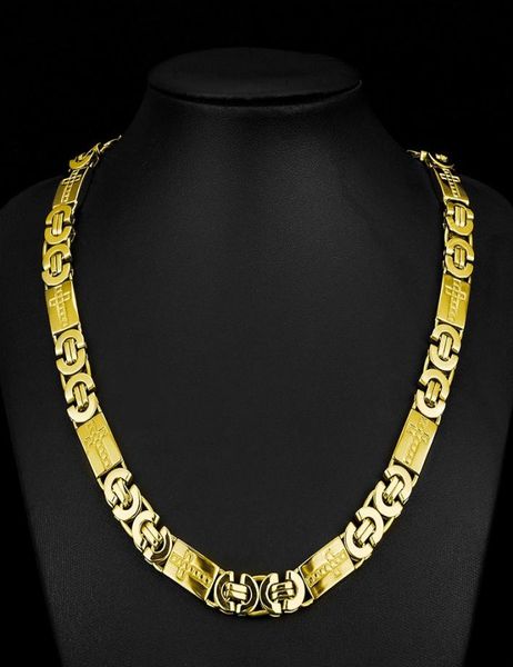 

11mm wide gold color byzantine mens chain stainless steel necklace boys fashion jewelry6820234, Silver