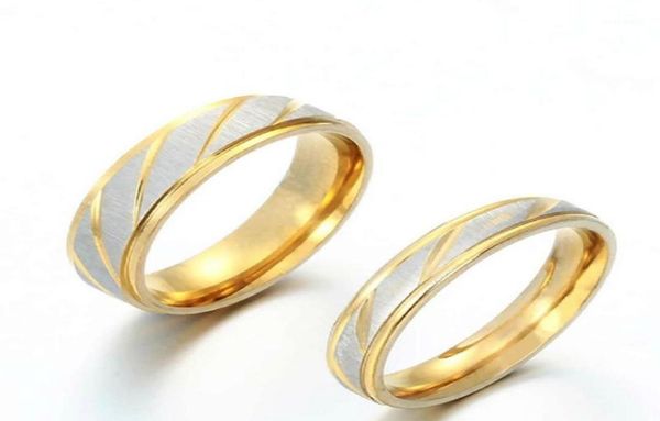 

cluster rings engagement promise lovers boho stainless steel couple ring for women men wedding simple design gold jewelry gift8118051, Golden;silver