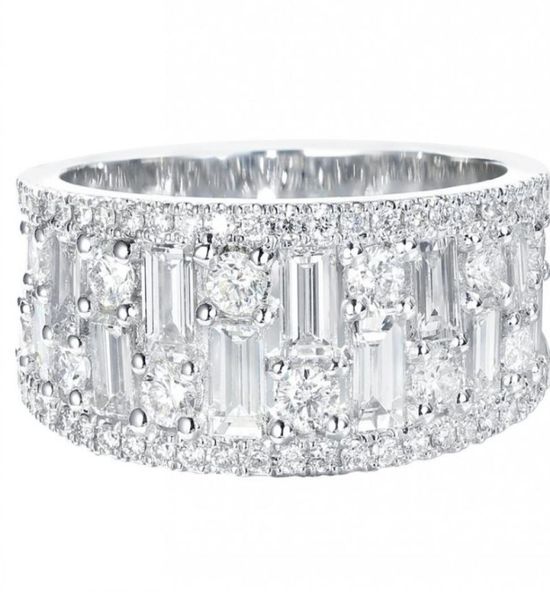 

sparkling luxury jewelry 925 sterling silver t princess cut white z cz diamond gemstones eternity new women wedding bridal rin9806353, Slivery;golden