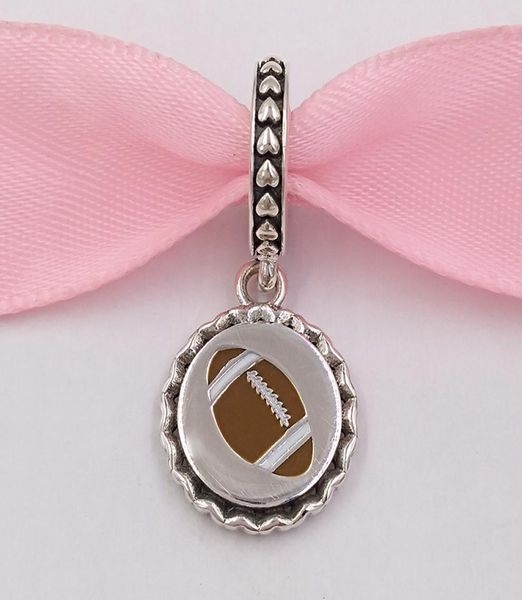 

andy jewel authentic 925 sterling silver beads football dangle charm mixed enamel charms fits european style jewelry bracelets & necklace en, Black