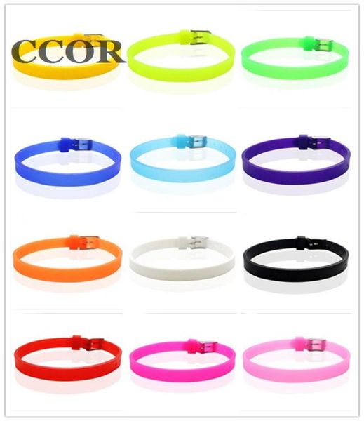 

10pcs 8mm silicone wristband bracelets 12 colors can choose diy accessory fit 8mm slide letter slide charms7644984, Golden;silver
