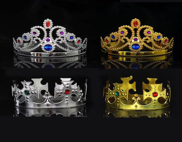 

party cosplay crown king queen princess royal diamond gem crown children adults crown headwear halloween christmas hair accessorie5190895, Slivery;white