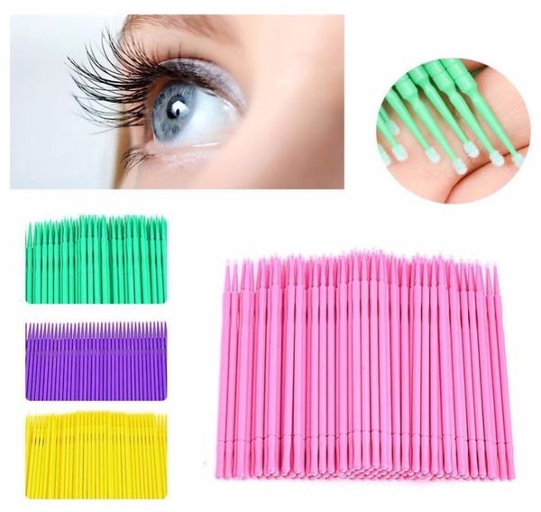 

100 pcs plastic disposable eyelash cleaning stick dental micro brush materials tooth applicators eyelashes extension makeup tool4791295