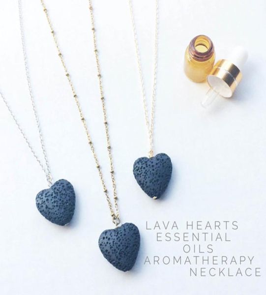 

heart lava rock pendant necklace 9 colors aromatherapy essential oil diffuser heartshaped stone necklaces for women fashion j5384934, Silver