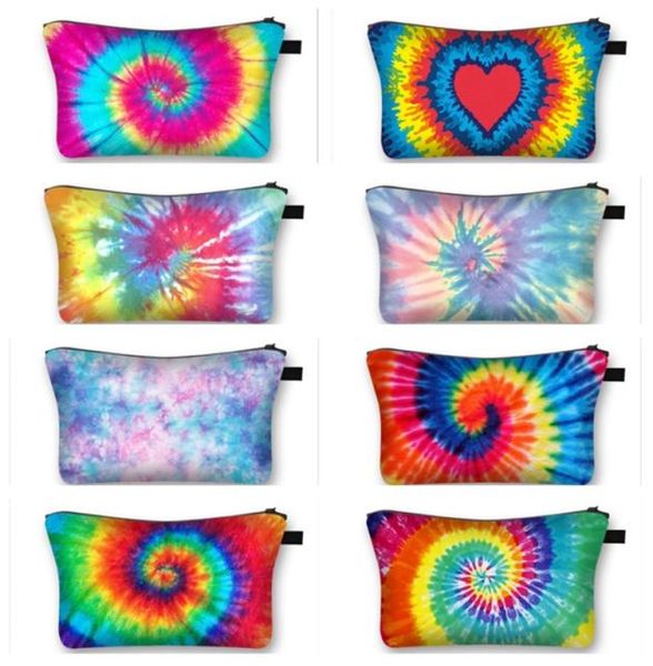 

women fashion tiedye makeup cosmetic bag zipper handbag wallets totes pouch travel storage bags make up brush wash toiletry bag n7102220, Black