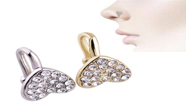 

clip on nose ring piercing jewelry fashion body jewelry diamondshaped heartshaped new nose nonporous piercing 9972347, Silver